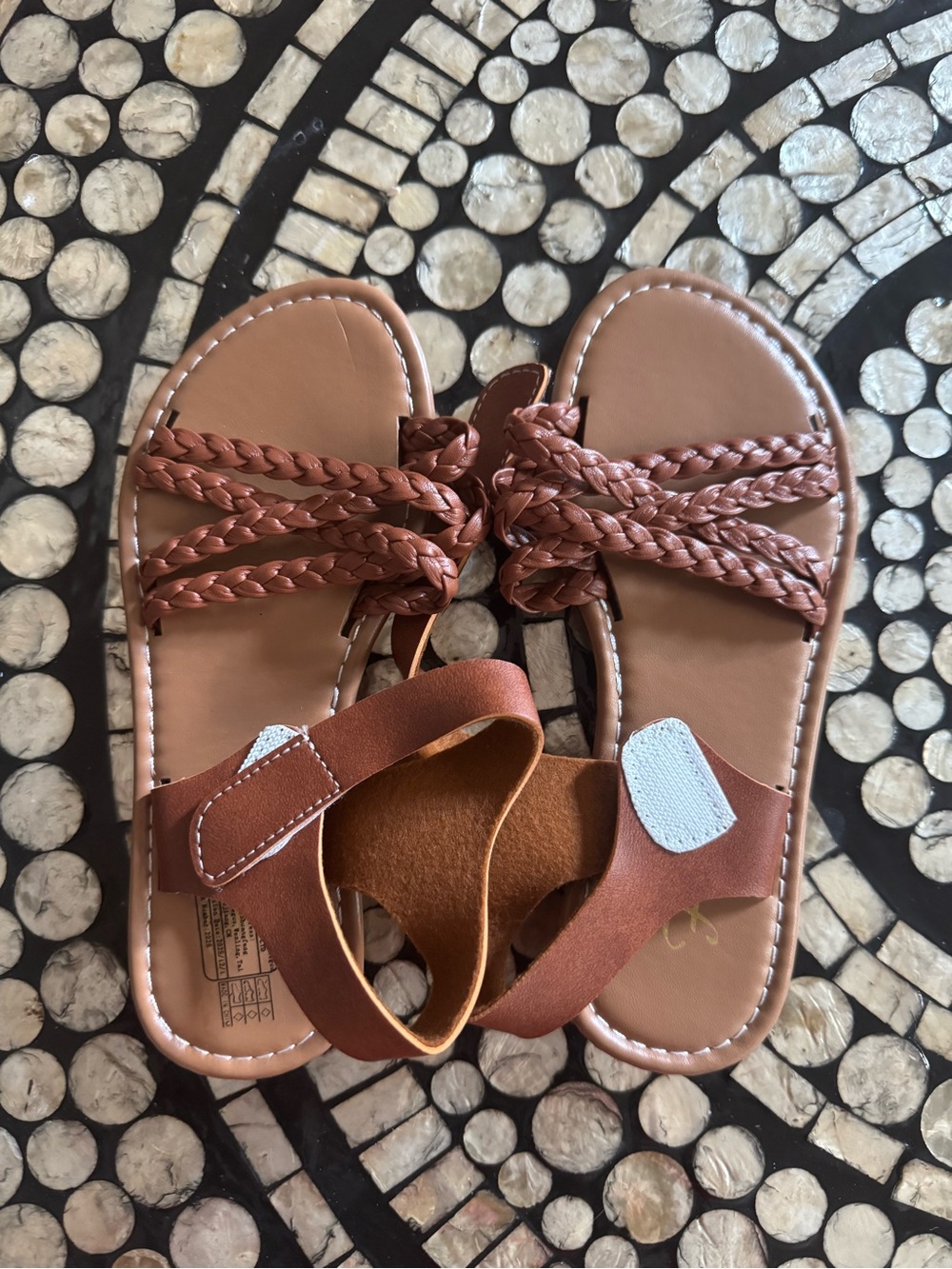 Kids Braided Brown Sandals - European size 33